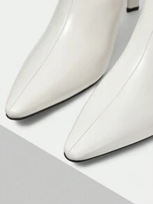 MOTF PREMIUM WOMEN FASHION POINTED TOE SLIM HIGH HEEL MID-CALF BOOTS - White - View 6