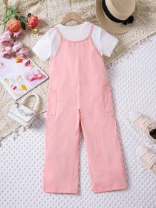 Young Girls Solid Color Sleeveless Jumpsuit