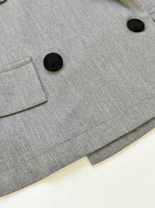 SHEIN Unity 夏季休闲双排扣纯色背心夹克