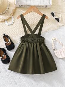 SHEIN 1 Stück marineblauer Trägerrock im College-Stil für Kleine Mädchen, geeignet für den Herbst