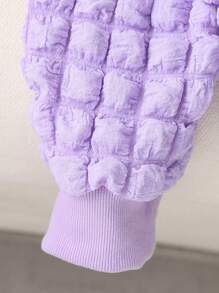 SHEIN Girls(Large) 2024 Fall & Winter New Stylish Korean Cute Bubble Style Hoodie Jacket - Purple - View 4