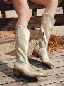 Styleloop Women's Fashion White Versatile Outdoor Party Classic Knee-High Boots Fall