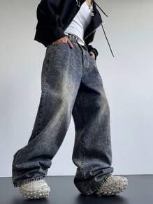 Manfinity EMRG Quần Jeans Ống Rộng Baggy Denim Nâu Cho Nam - màu nâu - Xem 5