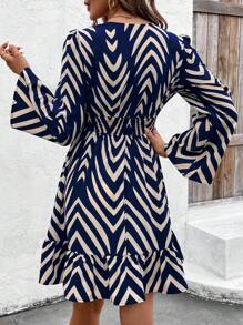 SHEIN Clasi Elegant Casual Vacation Fitted A-Line Midi Dress With Flutter Sleeves Fall Cloth For Women