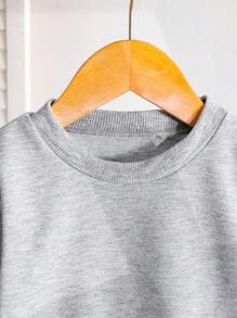 SHEIN Baby Jungen Lässig Kombi-Outfit mit einfarbigem geripptem Sweatshirt & Hose, geeignet für Outdoor, Sport, Lässig im Herbst und Winter - Verschiedenfarbig - Übersicht 6