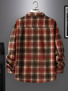 Manfinity Homme Chemise en laine à manches longues avec imprimé à carreaux pour hommes - Multicolore - Voir 2