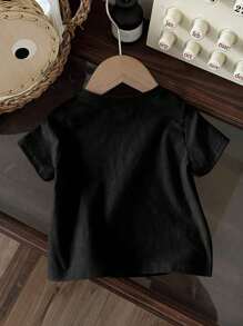 Baby Girls' Crew Neck Floral Print Casual Blouse, Spring/Summer - Black - View 2