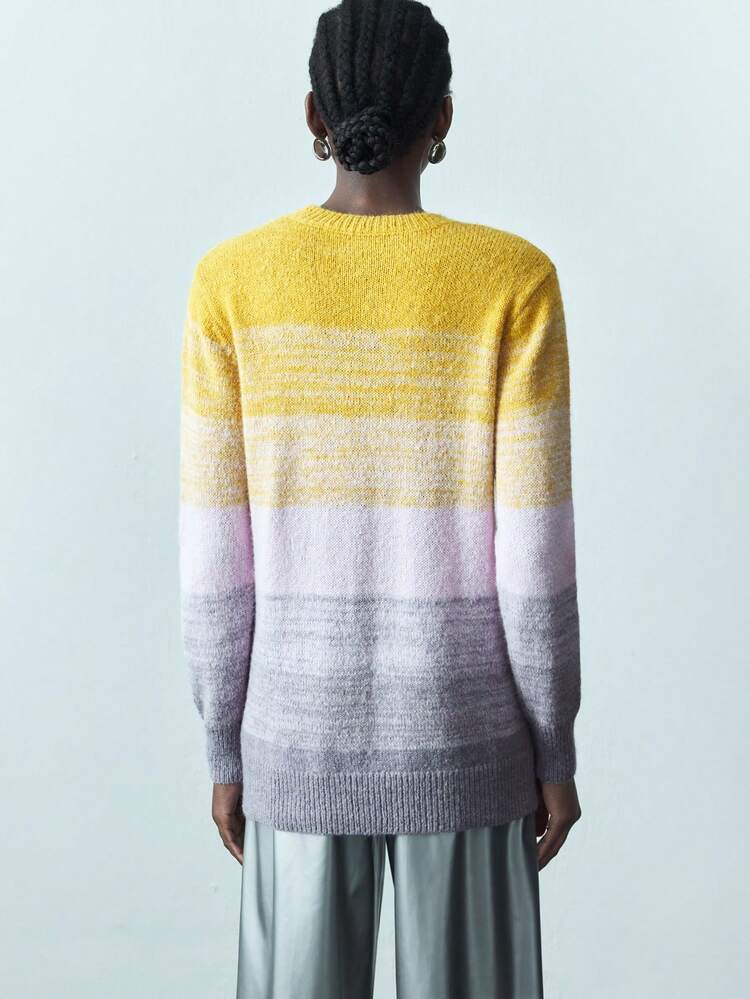 SHEIN Maija Women's Casual Ombre Letter Pattern Sweater, Spring And Autumn Fall Sweaters