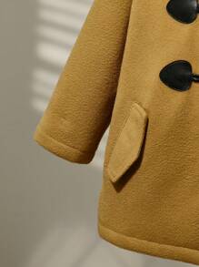 SHEIN Kids/Young Boy Casual Hooded Fuzzy Lined Warm Outerwear Jacket Suitable For School, Garden, Beach, Birthday, Spring/Summer/Autumn/Winter