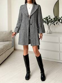 EURMUSE Abrigo largo oversize - Blanco y Negro - Ver 5