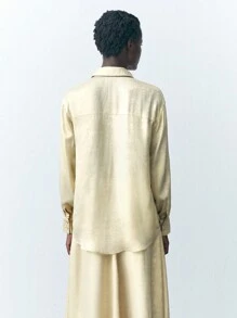 Maija 女士纯色长袖休闲衬衫，春/秋 - 金色 - 查看 6