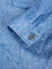 Manfinity Hypemode Chaqueta vaquera de efecto casual para hombre para otoño e invierno, chaqueta azul de botones, chaqueta de invierno para hombre - Azul - Ver 5