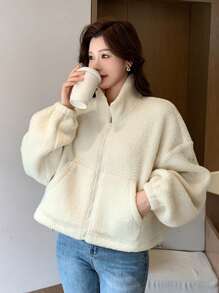 DAZY 女士纯色高领加绒加厚外套，秋季女装