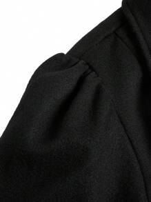 SHEIN Clasi 大码女式纯色简约休闲长袖大衣，适合冬季 - 黑色 - 查看 3