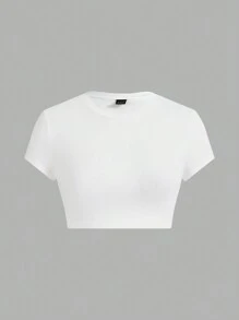 SHEIN EZwear 3 件套女士圆领短袖紧身短款连体衣，适合夏季 - 彩色 - 查看 11