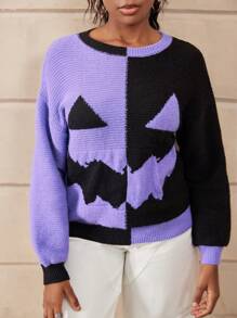 SHEIN Teen Girl Funny Halloween Graphic Crew Neck Casual Streetwear Sweater, Suitable For Autumn And Winter, For Halloween Party - Multicolor - View 6