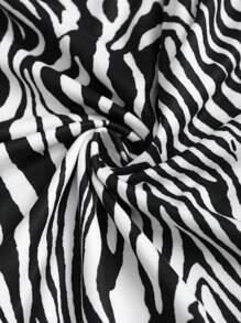 SHEIN Unity 黑色 & 白色斑马图案紧身衣 - 黑與白 - 查看 6