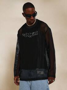 SUMWON Mesh Tee With Front Flock Graphic