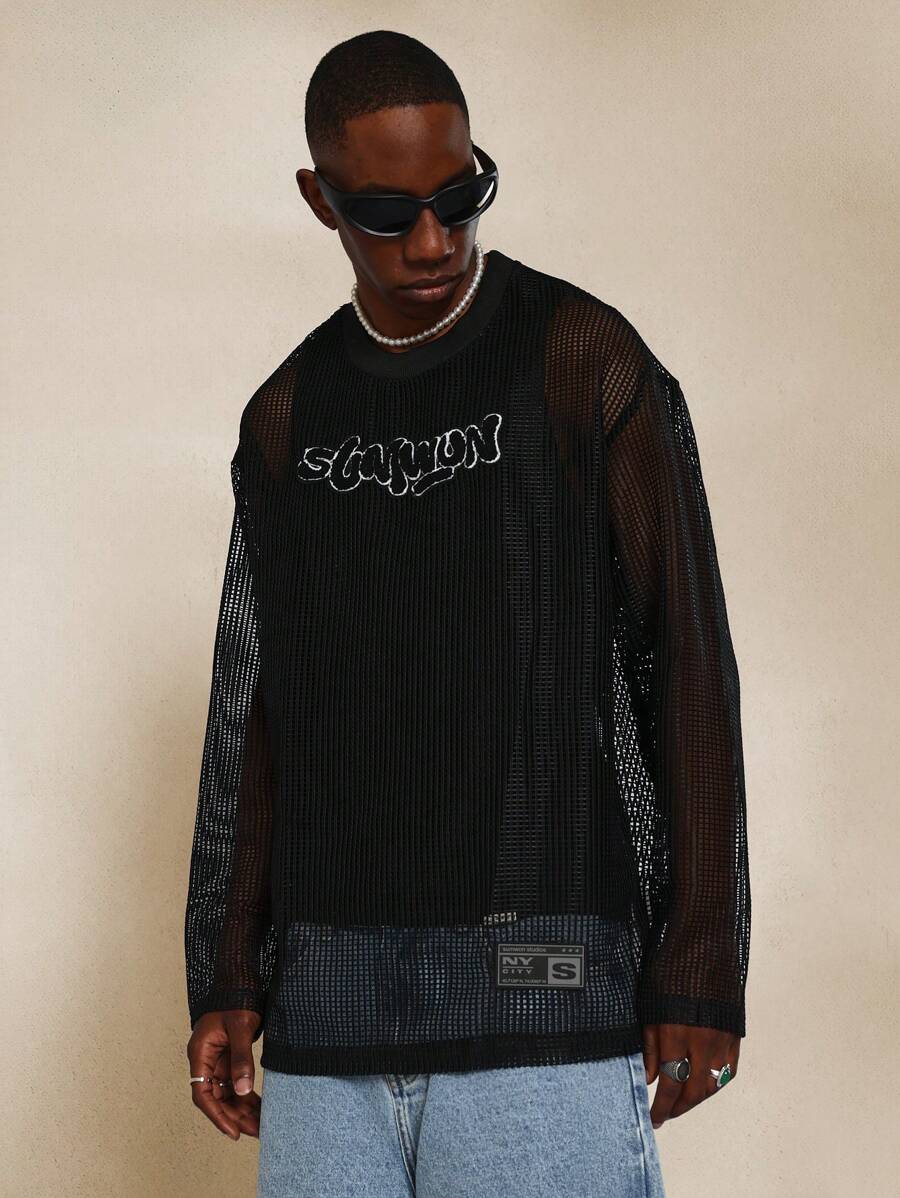 SUMWON Mesh Tee With Front Flock Graphic