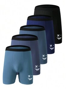 5 piezas/paquete Bóxer ajustados transpirables para hombres, estilos y colores surtidos - Multicolor - Ver 1