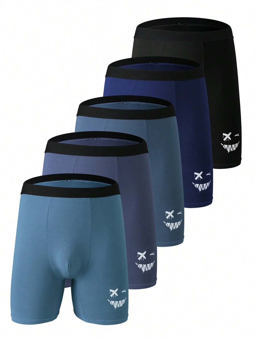 5 piezas/paquete Bóxer ajustados transpirables para hombres, estilos y colores surtidos - Multicolor - Ver 1