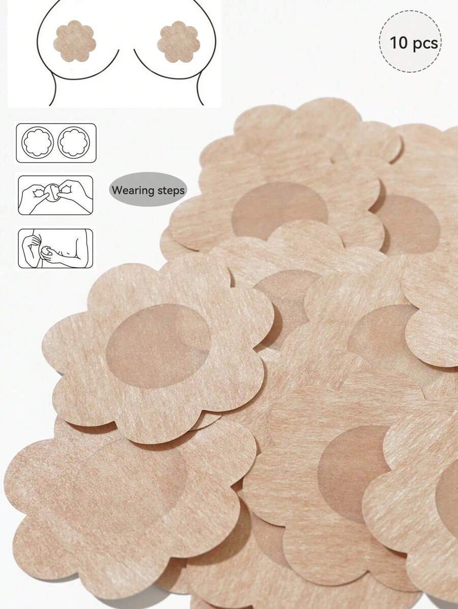 10pairs Flower Shaped Nipple Cover - Apricot - View 1