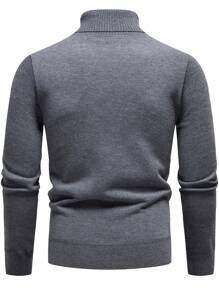 Manfinity Homme Jersey casual de cuello alto de unicolor para hombre, manga larga, otoño/invierno