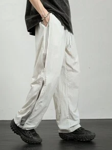 Claim Dot Men's Solid Color Simple Drawstring Sweatpants - Grey - View 3