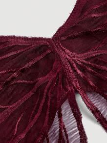 Aveloria Affinna Sexy Spaghetti Strap Backless Butterfly Cutout Tie-Up Crop Top Holiday Party Clothes Cute Funny Shirts  - Burgundy - View 3