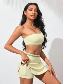SHEIN Cheerettes 女士无袖短款上衣和迷你裙健身运动服女士套装健身服女士套装 - 白色 - 查看 5