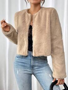 Chiquease Women's Casual Fluffy Jacket Fall Cloth For Women - Khaki - View 6