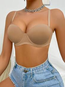DesireSculpt 1 Áo ngực có gọng màu trơn cho nữ - Màu Khaki - Xem 4