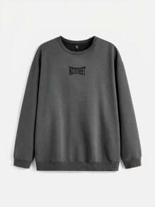 Manfinity VCAY Plus Size Men's Casual Snow Powder Texture Loose Fit Pullover Sweatshirt