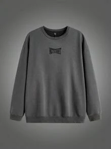 Manfinity VCAY Plus Size Men's Casual Snow Powder Texture Loose Fit Pullover Sweatshirt