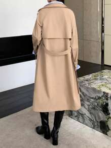 EastFlair 女款 BF 风格英式长款风衣 - 卡其色 - 查看 2