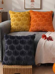 枕套 18x18 秋季装饰秋锈南瓜抱枕套柔软毛绒蓬松羊毛沙发垫套适用于椅子沙发卧室客厅家居装饰 - 橘色 - 查看 3