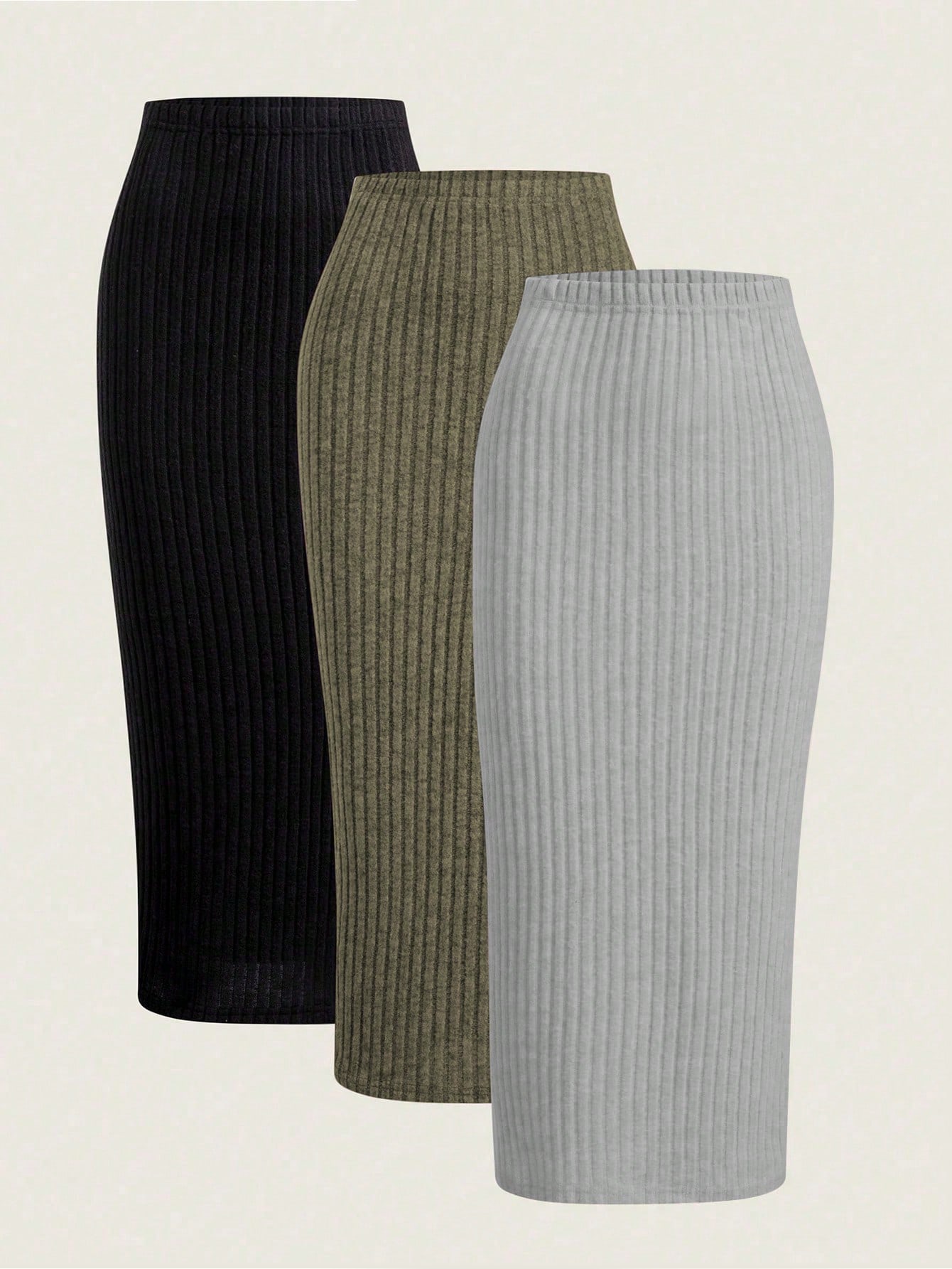 Flirla 3 قطع تنورة تريكو ضيقة أنيقة عالية الخصر مج...