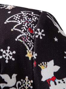 Manfinity Homme Manteau d'affaires mode à imprimé tout-sur-over pour hommes, col rabattu, à manches longues, tissu de Noël, vêtements d'automne pour hommes - Noir - Voir 5