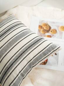 1pc Home Minimalist Wide Striped Decorative Pillow Cover,Fall Decor,Autumn Decor,Room Decor - Black - View 5