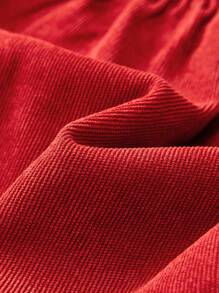 Cozy Pixies Baby Girl Ruffled Peter Pan Collar Lantern Sleeve Waisted Dress, For Christmas - Rust Brown - View 7