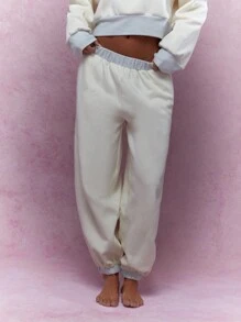 MISSGUIDED 对比下摆和袖口运动裤冬季服装 - 奶油色 - 查看 1