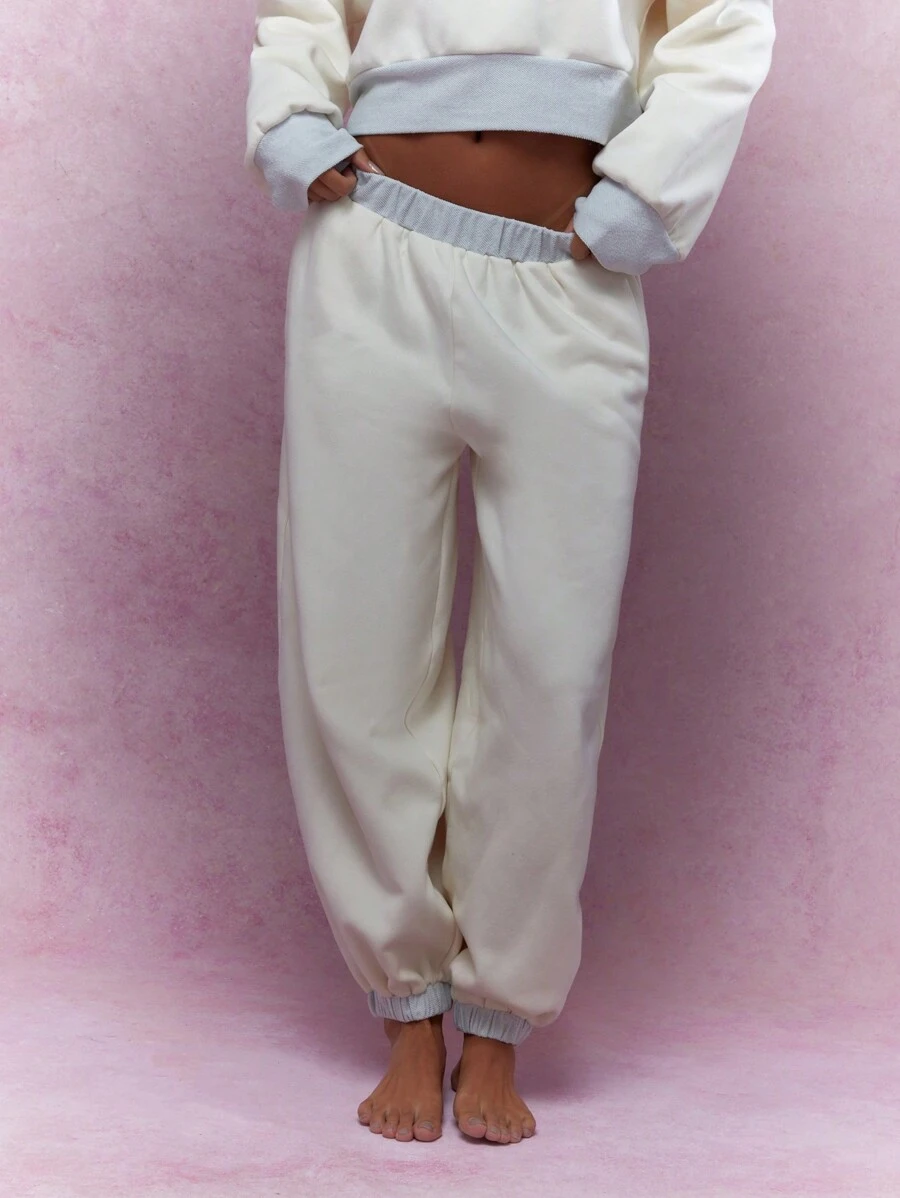 MISSGUIDED 对比下摆和袖口运动裤冬季服装 - 奶油色 - 查看 1