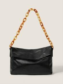 SHEIN BAE Tas Tangan Wanita Portabel Kapasitas Besar Warna Hitam - Hitam - View 1