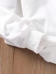 Teen Girl Letter Print Round Neck Long Sleeve Longline Sweatshirt