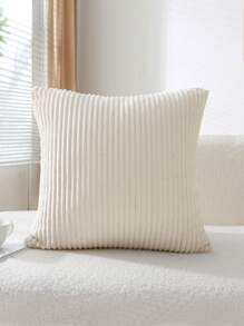 1pc Solid Cushion Cover, Simple Throw Pillowcase For Home Decor, No Pillow Core Christmas For Holiday Gift Giving - White - View 2