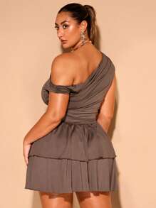 SHEIN BAE Váy ngắn hở vai họa tiết da báo và hoa hồng cỡ lớn cho nữ, Trang phục mùa xuân cho nữ, Trang phục mùa hè/hè cho nữ, Trang phục lễ hội/hòa nhạc cho nữ/Trang phục tiệc tùng/tiệc tùng/, Váy lễ Phục sinh cho nữ, Trang phục nghỉ xuân, Họa tiết da báo, Váy sinh nhật cho nữ - màu nâu - Xem 2