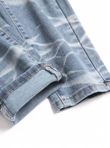 Manfinity Homme Men's Ripped Pocket Casual Straight-Leg Denim Jeans - Light Wash - View 6