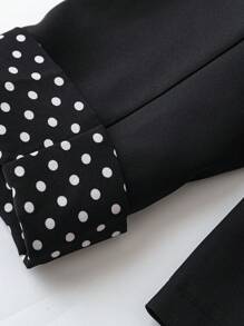 SHEIN LUNE Plus Size Random Polka Dot Print Patchwork Blazer Graduation,Back To School,Teacher Outfits For Women Fall Cloth For Women Autumn - Black - View 6
