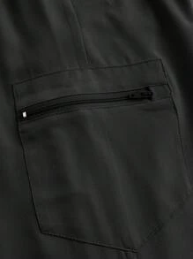 TaskEZ Conjunto de uniforme de pantalón y top de manga corta de unicolor - Negro - Ver 7