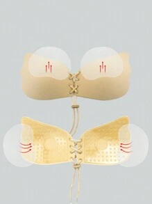 1 cặp cốc áo ngực dính da bằng silicon màu vô hình - Màu be - Xem 1